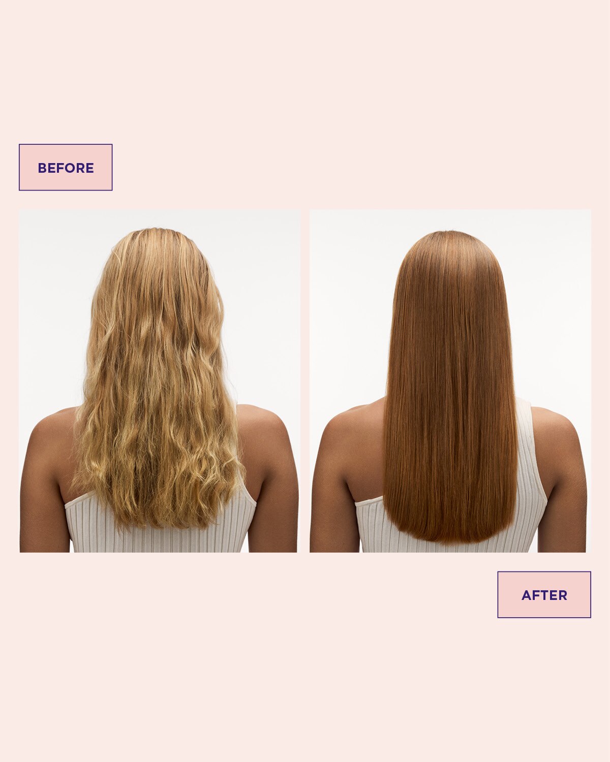Voor en na resultaat van Maria Nila Colour Refresh Honey Blonde, warm honingblond