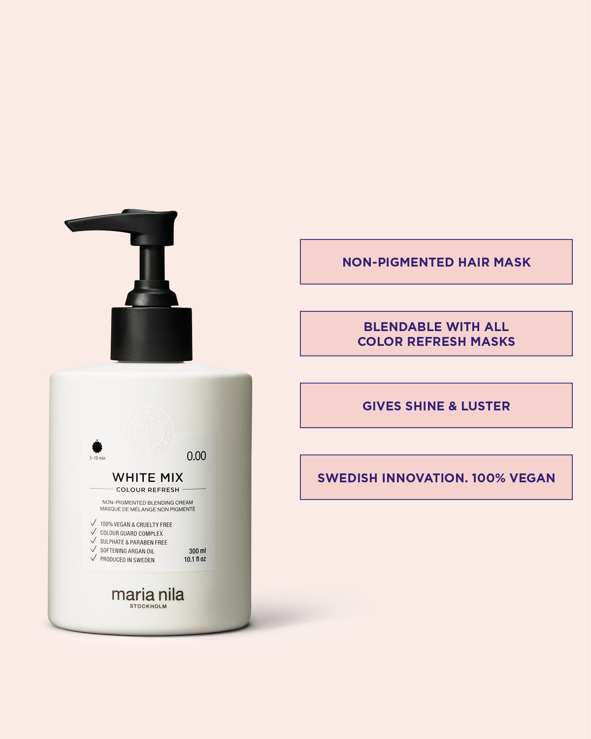 Maria Nila Colour Refresh White Mix, kleurloze mengbasis met productinformatie