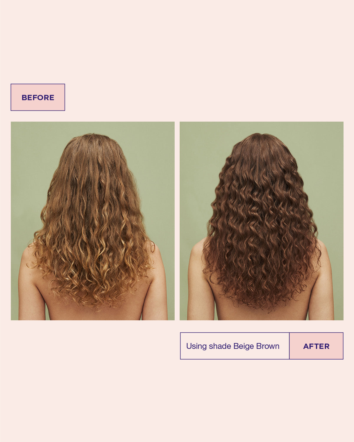 Voor en na resultaat van Maria Nila Colour Refresh Beige Brown, koel beigebruin