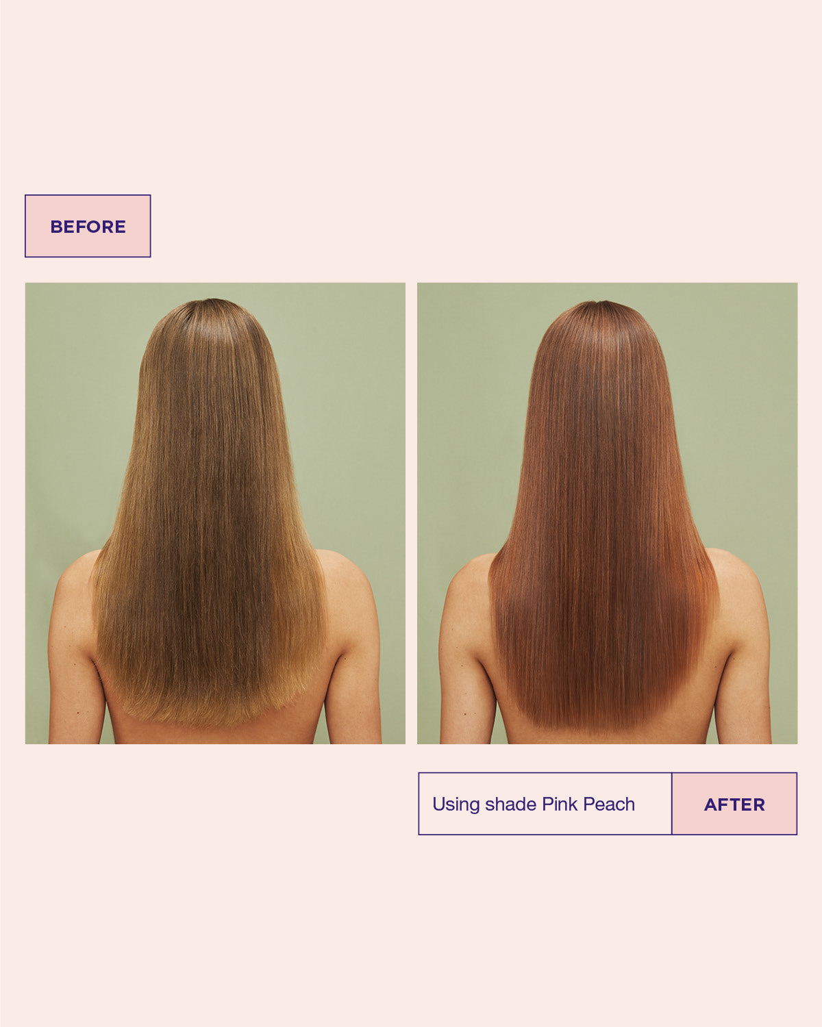 Voor en na resultaat van Maria Nila Colour Refresh Pink Peach, perzikroze