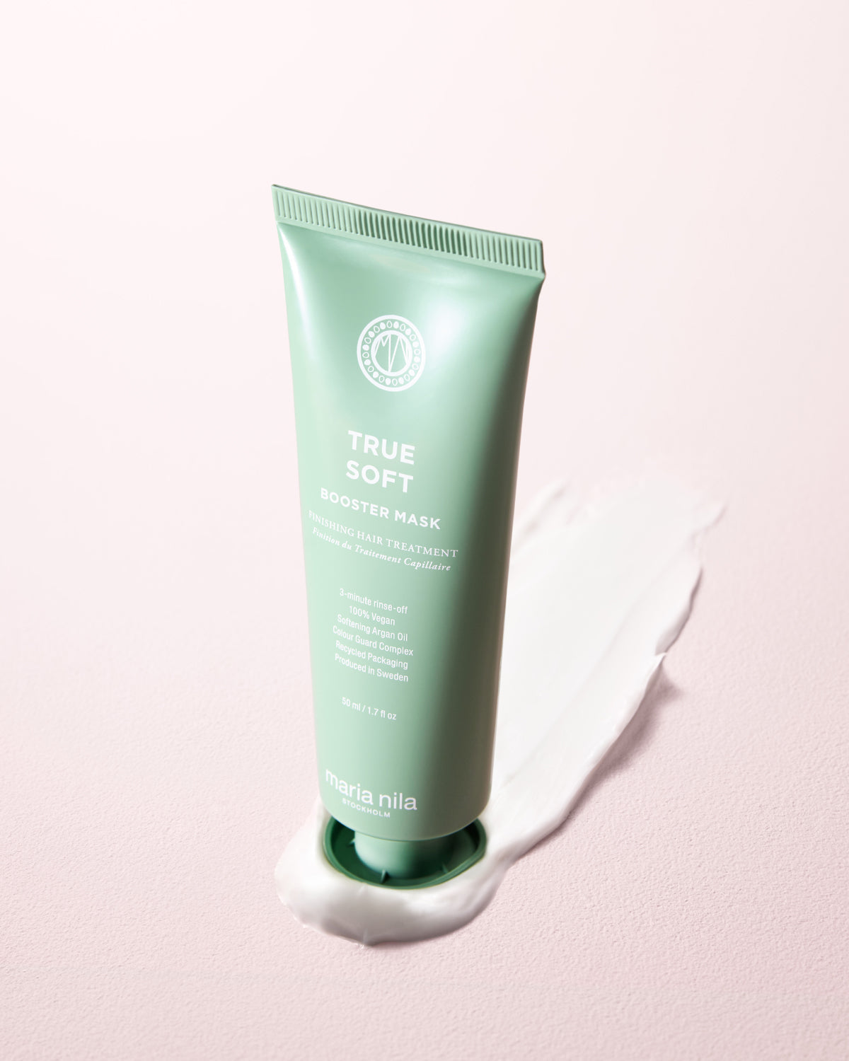 Maria Nila True Soft Booster Masque 25 ml geopend met textuur