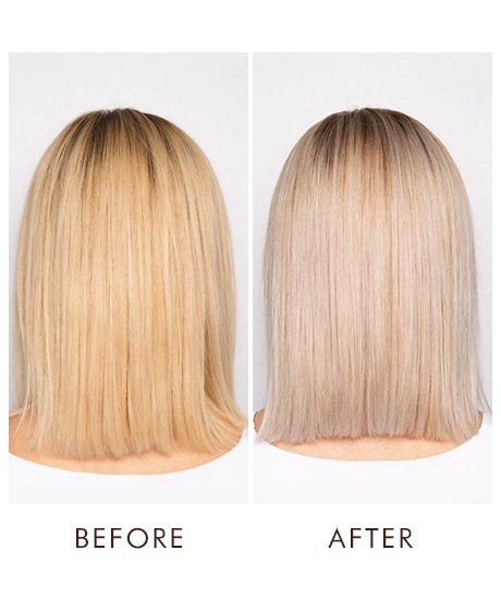 Moroccanoil Blonde Perfecting Purple Shampoo - voor en na