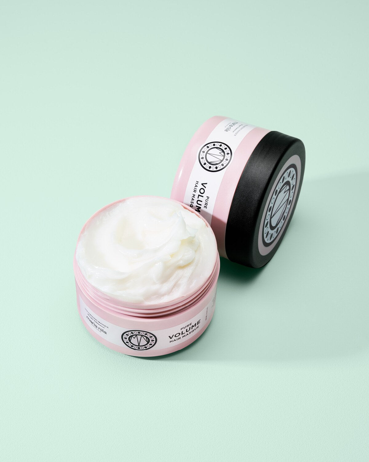 Maria Nila Pure Volume Masque 250 ml geopende pot met textuur
