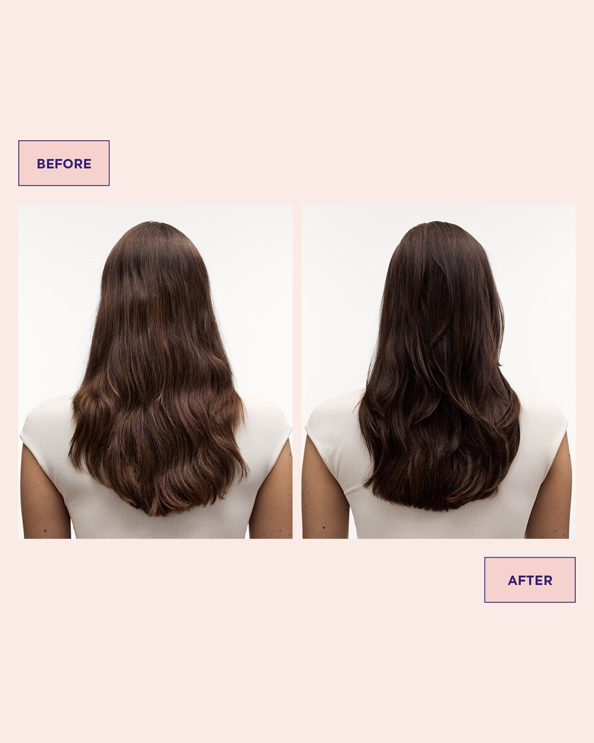 Voor en na resultaat van Maria Nila Colour Refresh Cacao, warm chocoladebruin