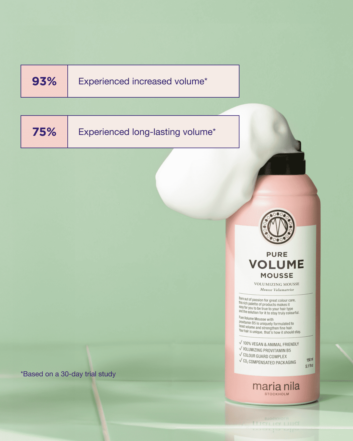 Maria Nila Pure Volume Mousse 150 ml in gebruik