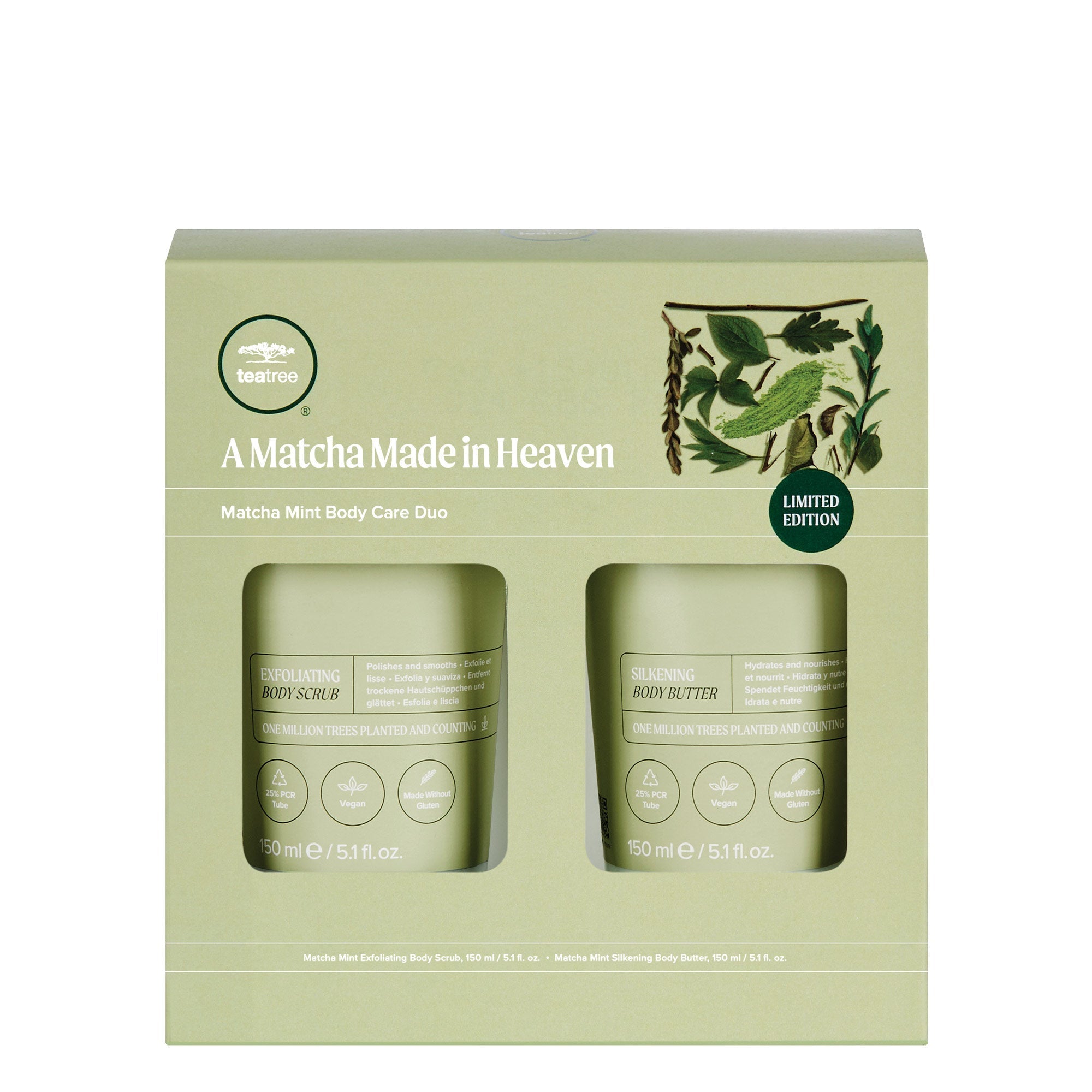 Paul Mitchell Tea Tree Matcha Mint Body Care Duo set met lichaamspeeling en lichaamsboter