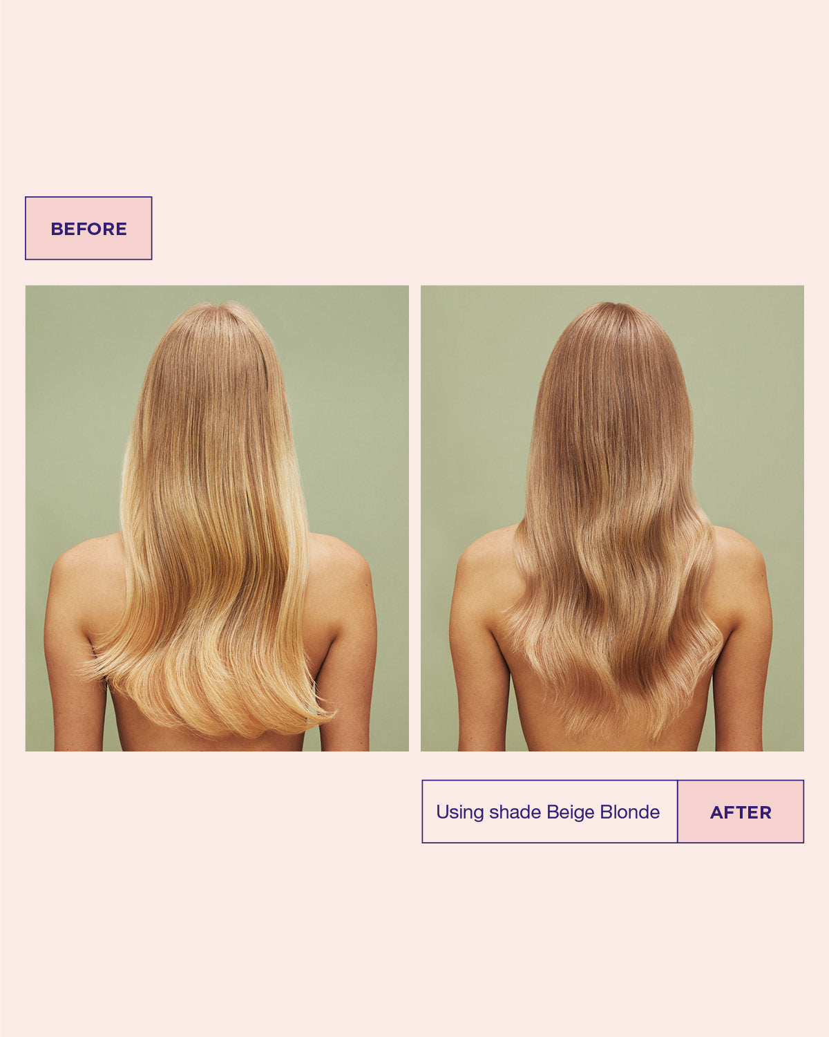 Voor en na resultaat van Maria Nila Colour Refresh Beige Blonde, koel beige blond