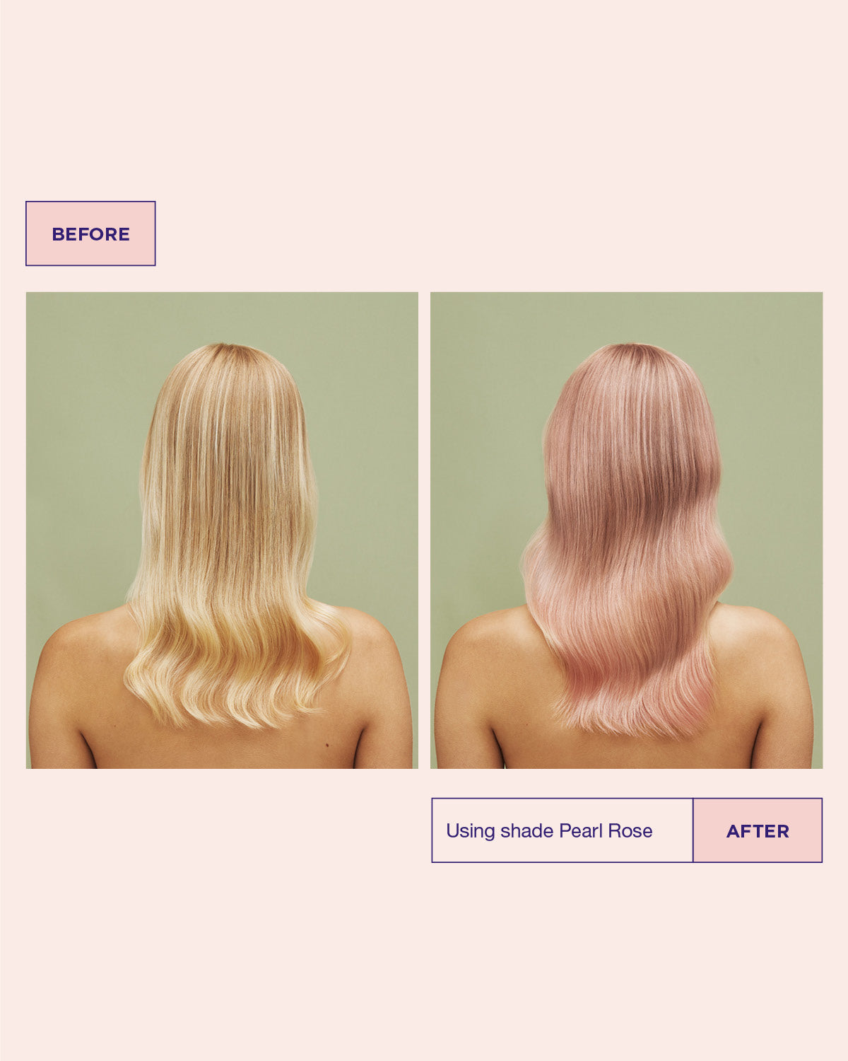 Voor en na resultaat van Maria Nila Colour Refresh Pearl Rose, zacht roze parelmoer